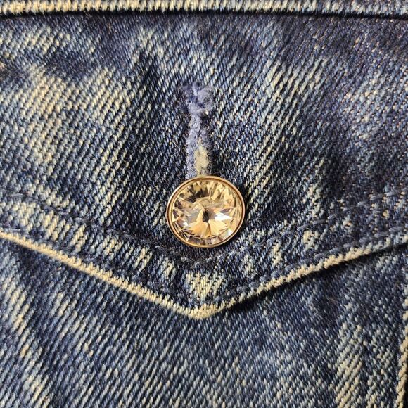 Christine Alexander Denim Jacket Women L Blue Vintage Western Rhinestone Bling - Picture 15 of 16